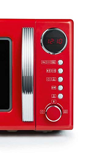 SEVERIN Microondas 2 en 1, con Función Grill, Incl. Rejilla de Grill y Plato Giratorio (Ø 24,5cm), Estilo Retro, 700 W, MW 7893, Rojo