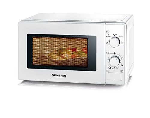 SEVERIN Microondas, Incl. Plato Giratorio (Ø 24,5cm), con Temporizador, 700 W, MW 7890, Blanco/Cromado