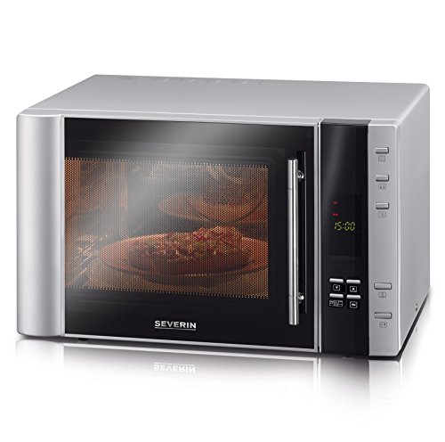 Severin MW 7825 Microondas con Grill y convección Incluye 2 resistencias, 900 W, 30 litros, Plata y Negro