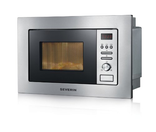 SEVERIN MW 7880 Microondas encastrable 2 en 1, con función Grill, incluso rejilla de Grill y plato giratorio con el diámetro 24,5 cm, 800 W, color acero inoxidable y negro