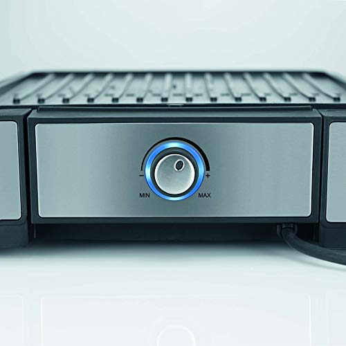 Severin PG 8615 Plancha con Placa de Grill, Negro/Acero Inoxidable-Cepillado, 2400 W - 45 x 27 cm