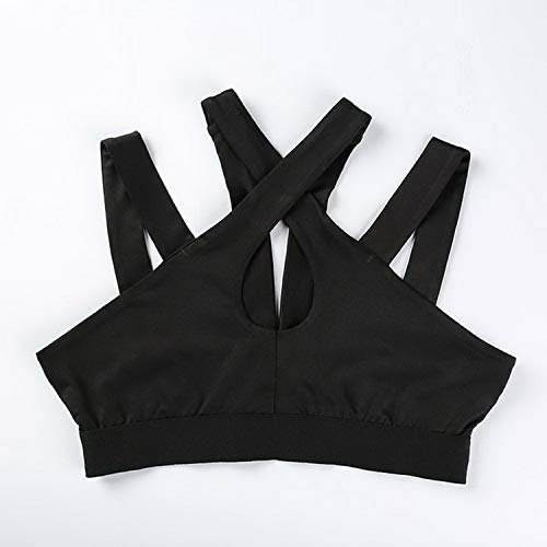 Sexy Mujeres Halter Bra Strappy Sport Bras Push Up a prueba de golpes Sport Bra chaleco Tank Tops Fitness Running Workout Bra Marrón marrón talla única