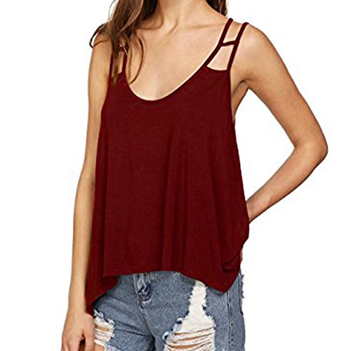 Sexy Vendaje de Las Mujeres sólido Escote en V Flowy Tiras Sueltas Tank Camis Blusa Top Sin Mangas Mujer Fiesta Camisetas Verano Blusa Sport Tops Verano Camisetas Fiesta Elegante