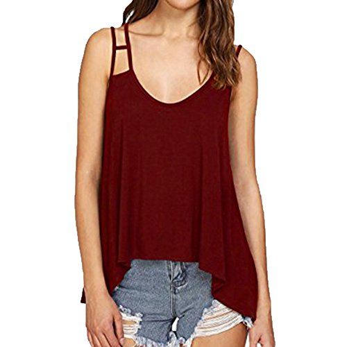 Sexy Vendaje de Las Mujeres sólido Escote en V Flowy Tiras Sueltas Tank Camis Blusa Top Sin Mangas Mujer Fiesta Camisetas Verano Blusa Sport Tops Verano Camisetas Fiesta Elegante