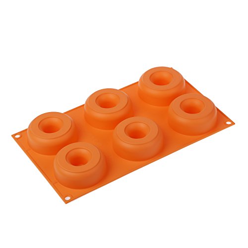 SF170 Molde de Silicona con Forma de Donuts, 6 cavidades, Color Naranja