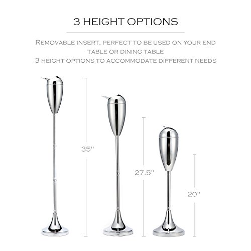 Sfeomi Cenicero de Pie de Acero Inoxidable Cenicero Exterior de Pie de 3 Piezas Cenicero de Pie para Interior con Caja de Cigarrillos para Hotel Jardín Terraza Centro Comercial (Cromado)