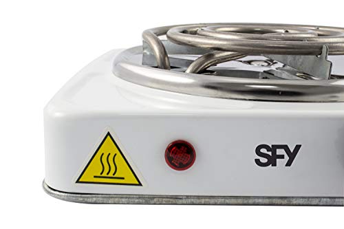 SFY Cocina eléctrica para Shisha cachimba - Hornillo para encender carbón - Placa de Fuego para cocinar - 1000W (Blanco)