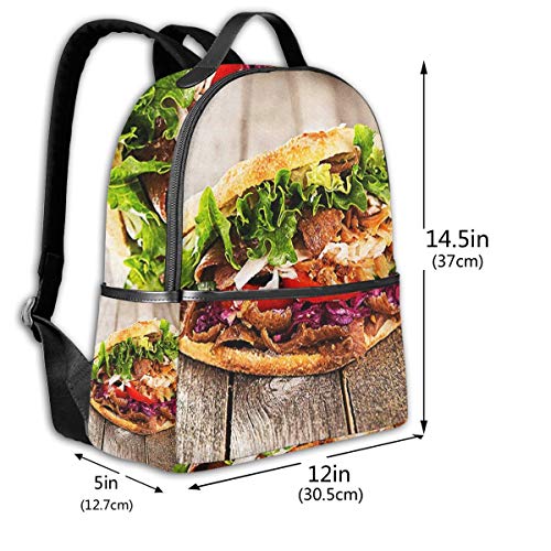 SGSKJ Mochila Tipo Casual Mochila Escolares Mochilas Escolar Estilo Impermeable para Viaje De Ordenador Portátil para Hombre Mujer Kebab Sabroso