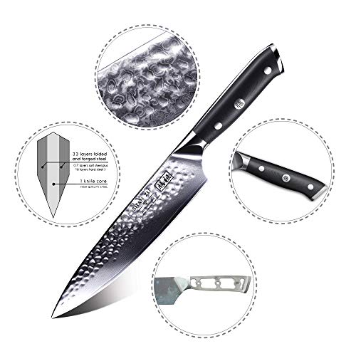 SHAN ZU Cuchillo de Damasco Cuchillo de Cocinero Acero 67 Capas de Acero - PRO Series