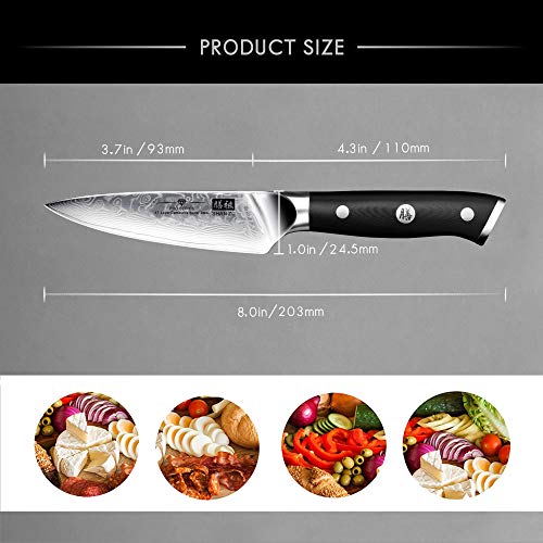 SHAN ZU Cuchillo de Damasco Cuchillos Para Pelar Fruta y Verdura Acero 67 Capas de Acero - PRO Series