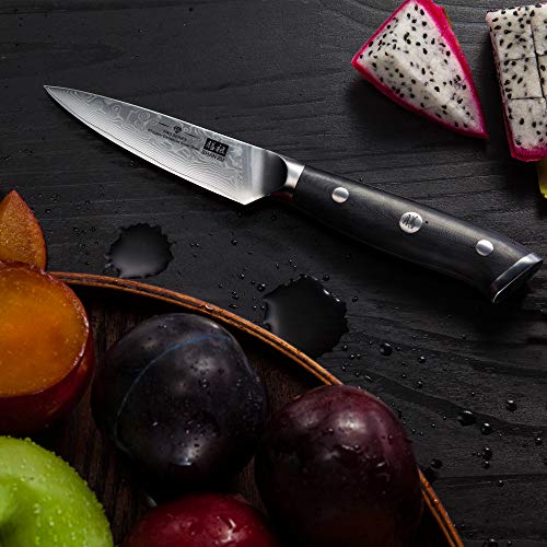 SHAN ZU Cuchillo de Damasco Cuchillos Para Pelar Fruta y Verdura Acero 67 Capas de Acero - PRO Series