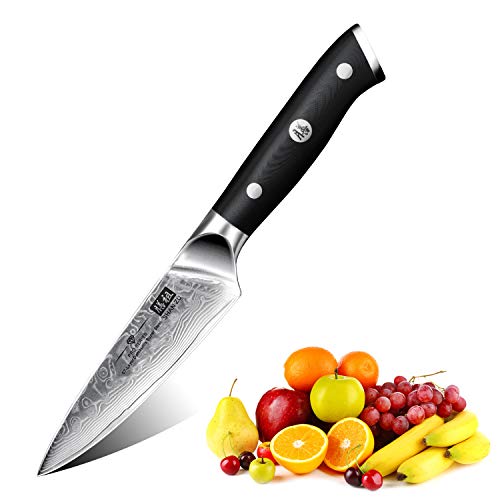 SHAN ZU Cuchillo de Damasco Cuchillos Para Pelar Fruta y Verdura Acero 67 Capas de Acero - PRO Series