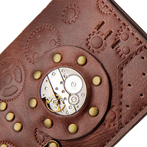 SHANGGUAN Cartera Larga de Mujer Steampunk Cartera de Mano de Viento Retro Industrial Cartera Cartera de Mano Femenina (Color : Brown)