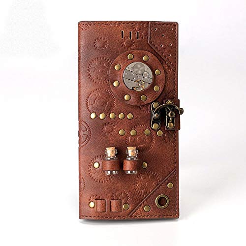 SHANGGUAN Cartera Larga de Mujer Steampunk Cartera de Mano de Viento Retro Industrial Cartera Cartera de Mano Femenina (Color : Brown)