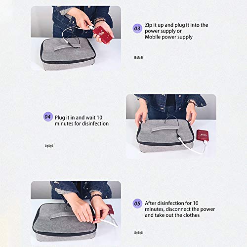 ShangSky Bolsa de desinfectante UV, bolsa de desinfección UV recargable por USB, desinfección ultravioleta rápida, caja de desinfección portátil para joyas, ropa interior, cepillo de dientes