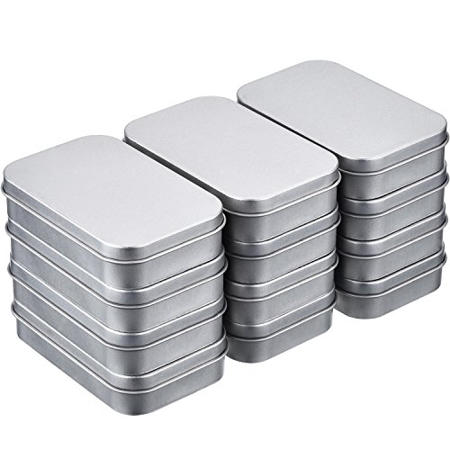 Shappy 12 Piezas 3,75 por 2,45 por 0,8 Pulgadas Latas de Bisagra Rectangular Contenedor Caja de Metal Plateado Mini Estuche Portátil Kit de Almacenaje Pequeño, Organizador de Hogar