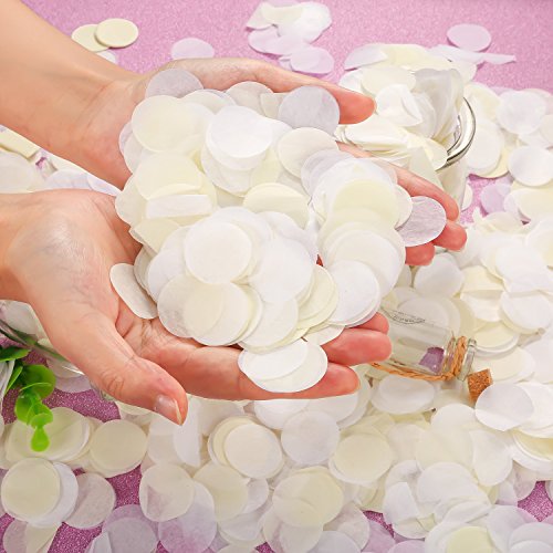 Shappy - Confeti de seda redondo de 2,5 cm de color blanco o marfil para fiestas de boda, 6000 unidades