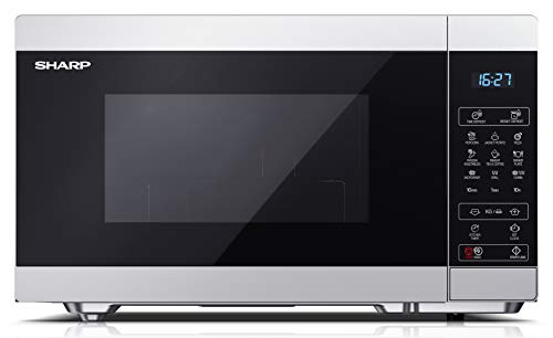 Sharp YC-MG81ES Microondas con Grill de 28 L de Capacidad con Pantalla Táctil Electrónica y Cavidad Cerámica Esmaltada, 11 Niveles de Potencia de Microondas, 900 W y Grill de 1100 W