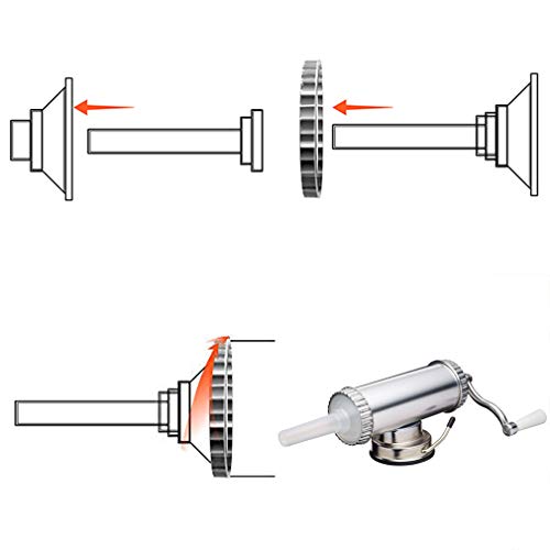 SHEANAON Máquina de Hacer Salchichas Embutidora de Salchichas Manual de Acero Inoxidable con 3 Embudos de Relleno, Máquina Salchicha Manual Hacer Embutidos de Carne con Capacidad de 2 lbs