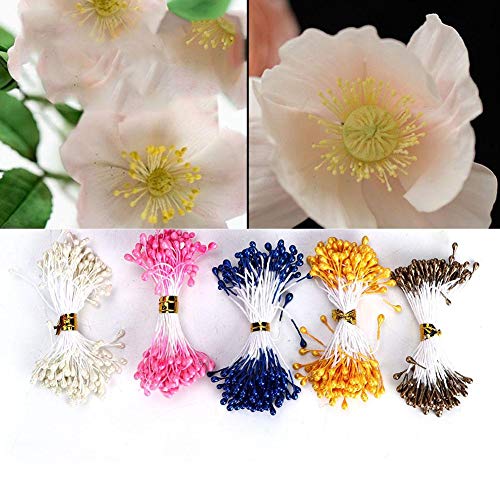 Sheens 900 Piezas de estambre de Flores, Perlas Dobles de 3 mm con Perlas Estambre de Flores Pistilo Color de Mezcla Estambres de Flores Accesorios para Sombreros (Color Aleatorio de 24 Colores)