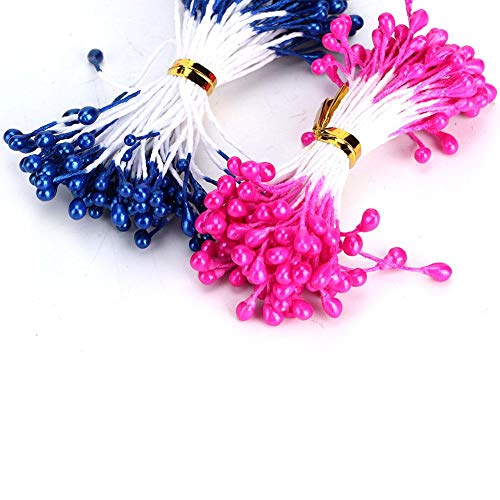 Sheens 900 Piezas de estambre de Flores, Perlas Dobles de 3 mm con Perlas Estambre de Flores Pistilo Color de Mezcla Estambres de Flores Accesorios para Sombreros (Color Aleatorio de 24 Colores)