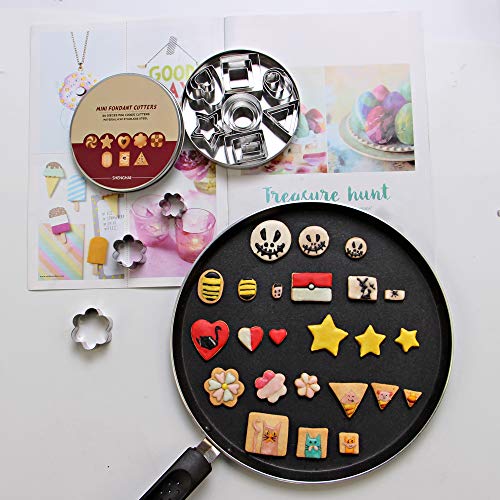 shenghai Mini cortador de galletas Set – 24 piezas Metal cortadores de fondant – 3 corazones forma, diseño de 3 estrellas, 3 Flores Forma y 15 forma geométrica