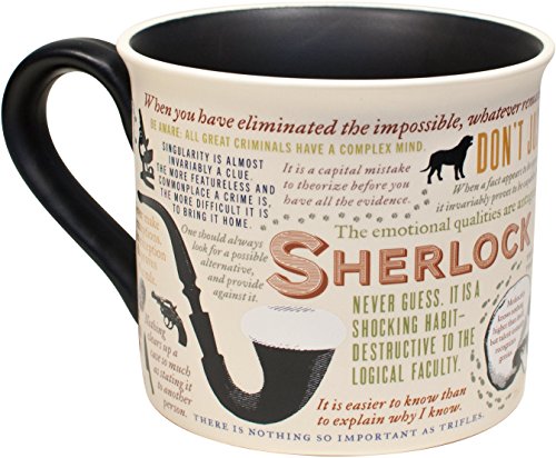 Sherlock Holmes Coffee Mug - Holmes quotes, rules of deduction, intriguing images, and Sidney Pagets' portrait - Comes in a Fun Gift Box