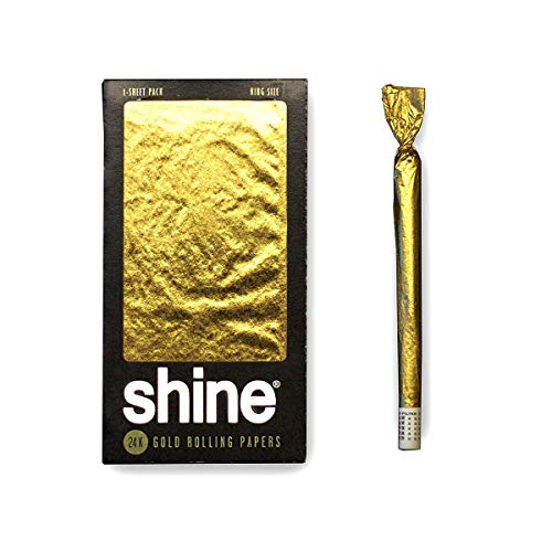 Shine 24k Gold Rolling Papers - Papel de Fumar -Paquete de 1 Hoja Dorada de Liar Tabaco - Tamaño Grande Ultra Fino de Cañamo King Size - Alta Calidad