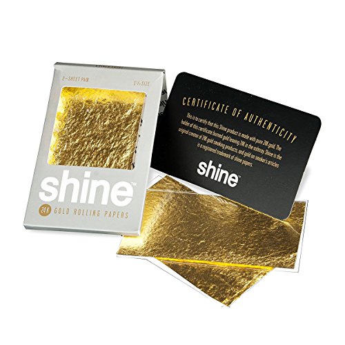 Shine 24k Gold Rolling Papers - Papel de Fumar -Paquete de 2 Hoja Dorada de Liar Tabaco - Tamaño Grande Ultra Fino de Cañamo regular - Alta Calidad