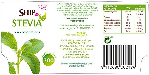 Ship Bote 300 Comprimidos Stevia