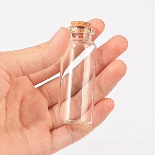 SHiZAK - Juego de 40 botellas de cristal con tapones de corcho, botellas transparentes para manualidades, decoración, recuerdos de bodas, regalos de fiesta, accesorios de almacenamiento