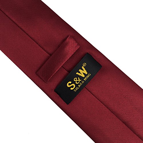 shlax&wing Color Sólido Rojo Boda Corbatas Para Hombre Classic Fashion 147cm