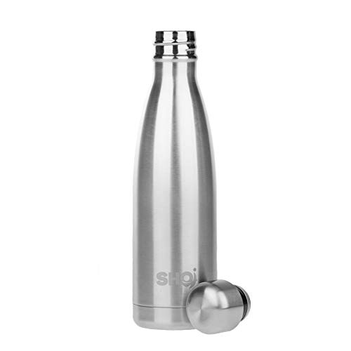 SHO Bottle - Botella Última Aislada por Vacío de Doble Pared de Acero Inoxidable, Botella de Agua y Vaso – 12 Horas Caliente & 24 Fría – Sin BPA (Stainless Steel 2.0 - Powder Coated, 260ml)