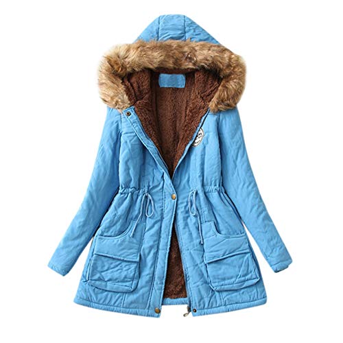 SHOBDW Invierno Mujeres Moda Informal más Gruesa Slim sólido Abajo Chaqueta Abrigo (Cielo Azul, M)