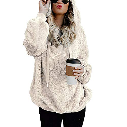 SHOBDW Liquidación Venta Mujer Sudadera con Capucha Suelta Tallas Grandes Jersey de Mujer Jersey otoño Invierno Manga Larga Remata Abrigo cálido (2XL, Blanco)