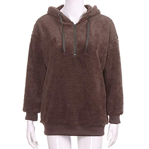 SHOBDW Liquidación Venta Mujer Sudadera con Capucha Suelta Tallas Grandes Jersey de Mujer Jersey otoño Invierno Manga Larga Remata Abrigo cálido(Café,2XL)