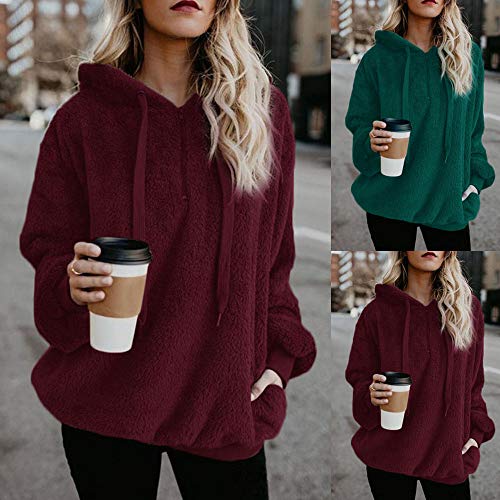 SHOBDW Liquidación Venta Mujer Sudadera con Capucha Suelta Tallas Grandes Jersey de Mujer Jersey otoño Invierno Manga Larga Remata Abrigo cálido(Verde,2XL)