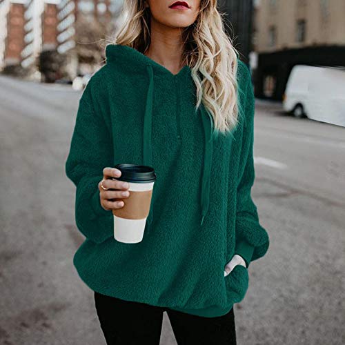 SHOBDW Liquidación Venta Mujer Sudadera con Capucha Suelta Tallas Grandes Jersey de Mujer Jersey otoño Invierno Manga Larga Remata Abrigo cálido(Verde,2XL)