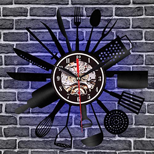 SHS2018 - Reloj decorativo de pared con cuchara y cuchara (30 cm/12 pulgadas)