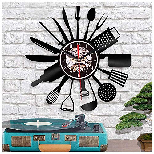 SHS2018 - Reloj decorativo de pared con cuchara y cuchara (30 cm/12 pulgadas)