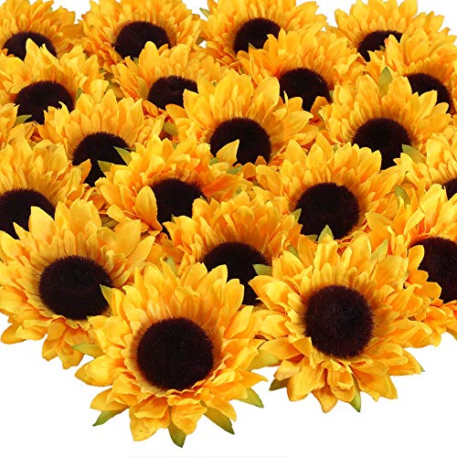 Shumo 24 Piezas Cabezales de Girasol Artificiales Flor de Seda Faux Floral para La Boda Centros de Mesa Centro de Cocina Guirnalda Hortensia Magdalenas Decoraciones de Adornos