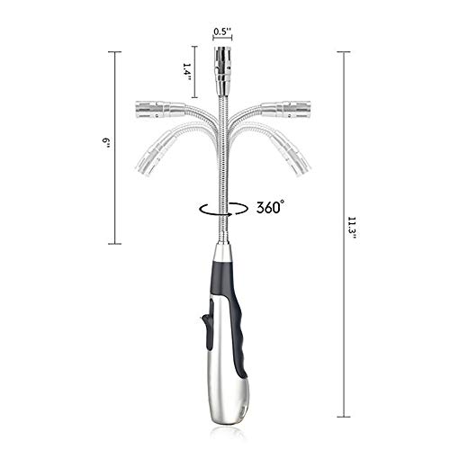 SHUNING Encendedor de Vela Antorcha 360 ° Cuello Flexible Ajuste Llama Encendedor de Gas a Prueba de Viento Encendedor de Barbacoa Cocina Camping Encendido(Silver)