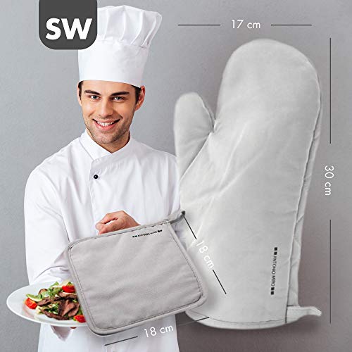 ShyaWorld Manoplas de Cocina Horno Guantes Algodón 100% Resistentes al Calor de Diseño, adecuado para Cocinar, Hornear, Barbacoa con diferentes colores. (Miró Manopla + Agarradera, Algodón 100%)