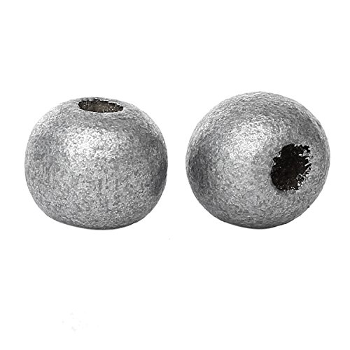 SiAura Material ® - 500 perlas de madera 9 x 10 mm con agujero de 3 mm, redondas, color plateado para manualidades