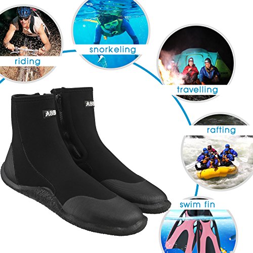 Sibba Unisex 5mm Zapatos de Buceo de Neopreno Superior con Cremallera Calzado de Agua de Natación Botas de Buceo Profesionales para Adultos (43, Negro)