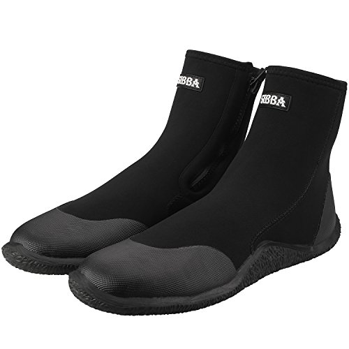 Sibba Unisex 5mm Zapatos de Buceo de Neopreno Superior con Cremallera Calzado de Agua de Natación Botas de Buceo Profesionales para Adultos (43, Negro)