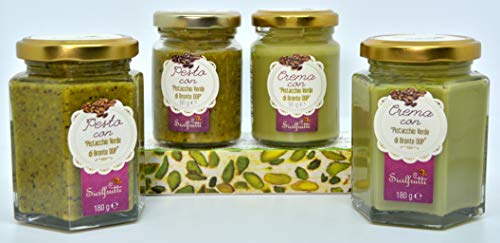 SICILFRUTTI CREMA DE PISTACHO DOP de Sicilia 180 Gr, Crema de frutos secos pistachios, crema pistacho dulce y esparcible, pistacho Bronte, para rellenar pasteles y para el desayuno.100% Made in Italy