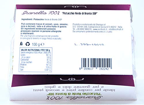 SICILFRUTTI GRANO DE PISTACHO 100 Gr. Pistacho Bronte DOP, Granos de pistachos por crema de pistacho 100% Made in Italy Con pistachos de Bronte producidos en Sicilia.