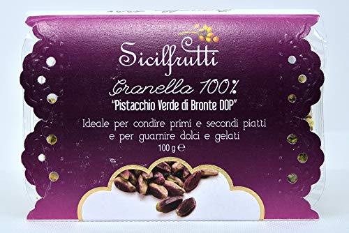 SICILFRUTTI GRANO DE PISTACHO 100 Gr. Pistacho Bronte DOP, Granos de pistachos por crema de pistacho 100% Made in Italy Con pistachos de Bronte producidos en Sicilia.