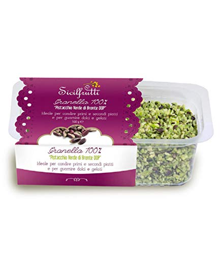 SICILFRUTTI GRANO DE PISTACHO 100 Gr. Pistacho Bronte DOP, Granos de pistachos por crema de pistacho 100% Made in Italy Con pistachos de Bronte producidos en Sicilia.